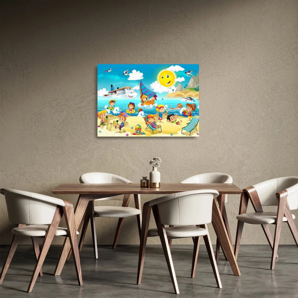 Sklenený obraz - Deň na pláži (70x50 cm)