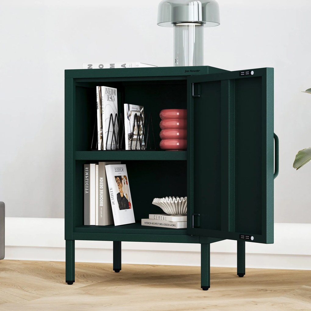 Nočný stolík MIA, 424 x 595 x 400 mm, Modern: fľaškovo zelená farba