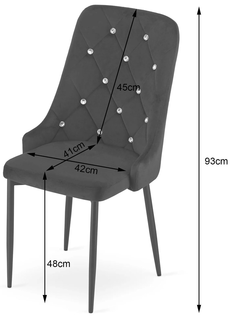 Dekorstudio Sada zamatových jedálenských stoličiek AMORE - čierne Počet stoličiek: 4ks