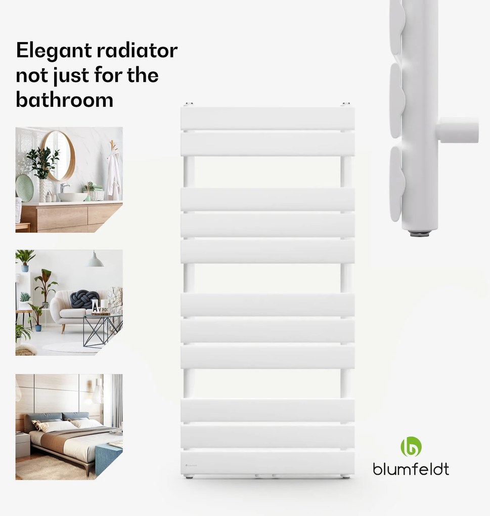 Blumfeldt Fairmont, 50 x 107, radiátor, 509 W, teplovodný, 4 vešiaky uterákov, 1/2"