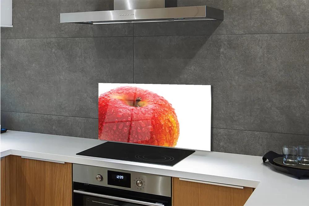 Sklenený obklad do kuchyne Kvapôčky vody na jablko 120x60 cm