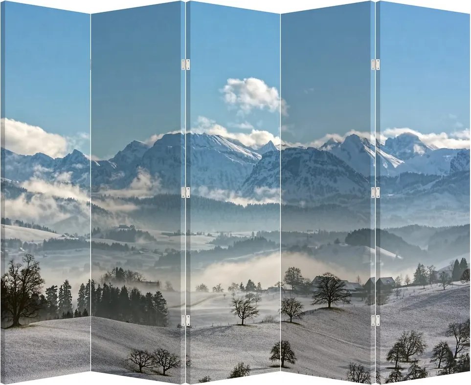 Paraván - Zasnežené hory (210x170 cm)