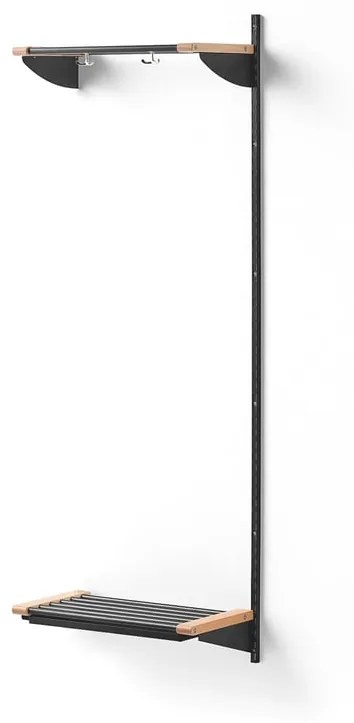 Vešiaková stena JEPPE s hornou policou, prídavná sekcia, 1790x600x310 mm, tmavošedá/breza