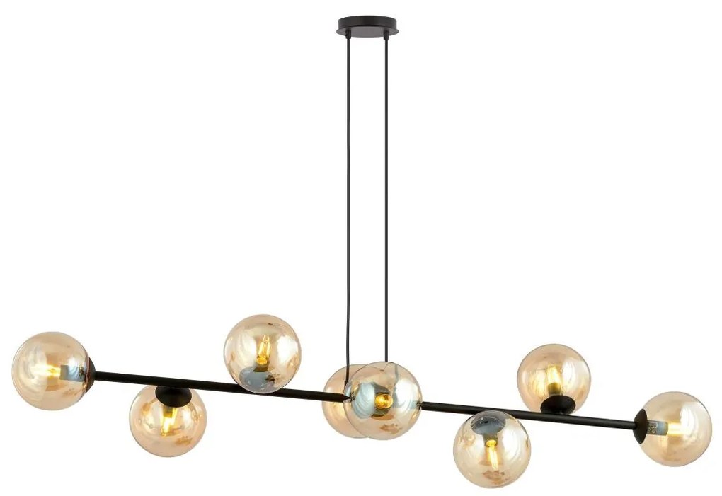 Luster na lanku ROSSI 8xE14/10W/230V čierna/béžová