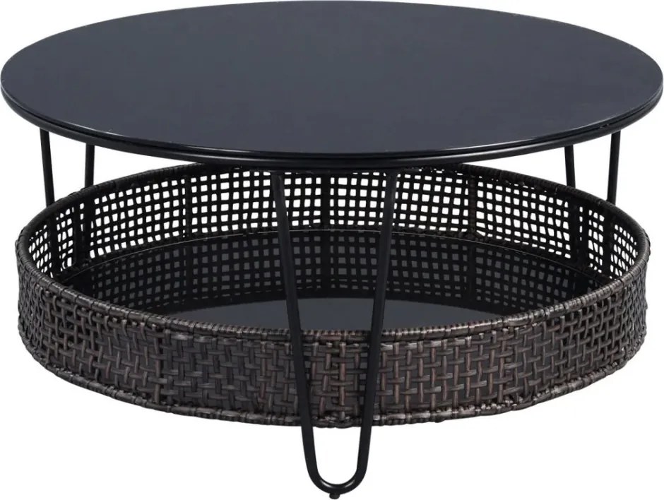 Okrúhly konferenčný stolík Sofia, čierny/ratan