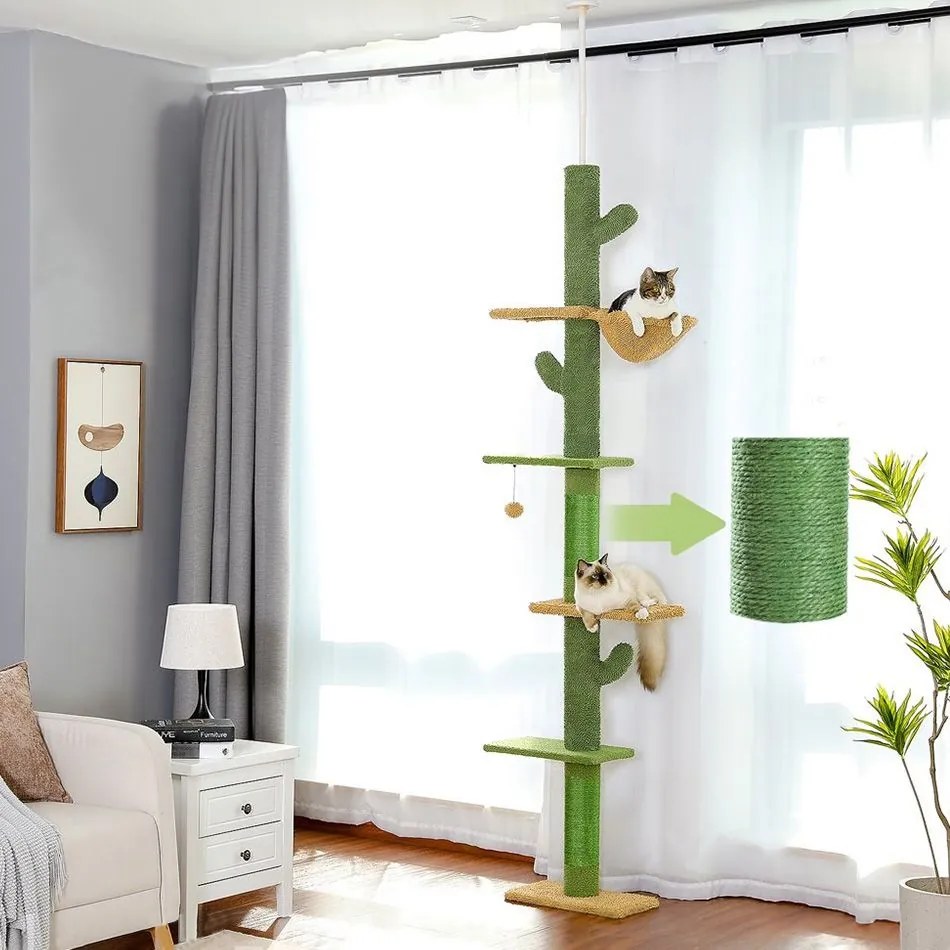 Tutumi Tutumi, škrabadlo pre mačky 40x25x240 cm Cactus P70375, zelená-žltá, HOM-03072