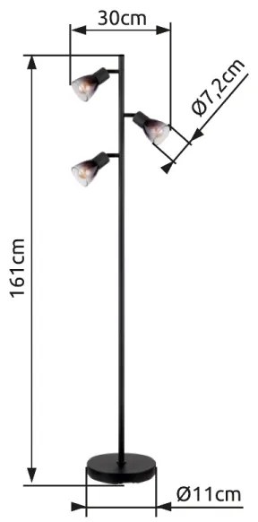 Globo 54312-3S - Stojacia lampa SATELLA 3xE14/25W/230V čierna
