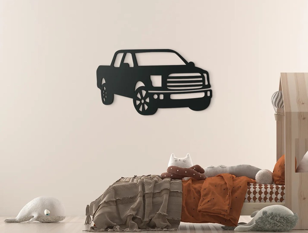 drevko Drevená nálepka do detskej izby Pick-up Rozmer obrazu: 25,5 x 44,5 cm, Farba dekorácie: Čierna