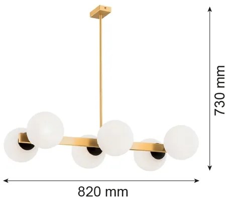 Argon 2549 - Luster na tyči FREEMONT 6xE27/15W/230V zlatá/biela/čierna