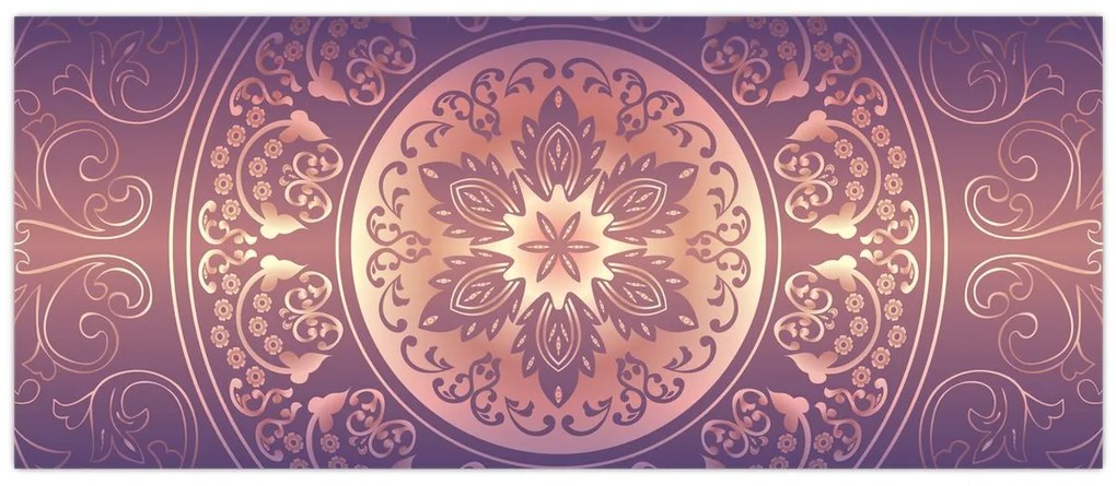 Obraz - Mandala na fialovom gradiente (120x50 cm)