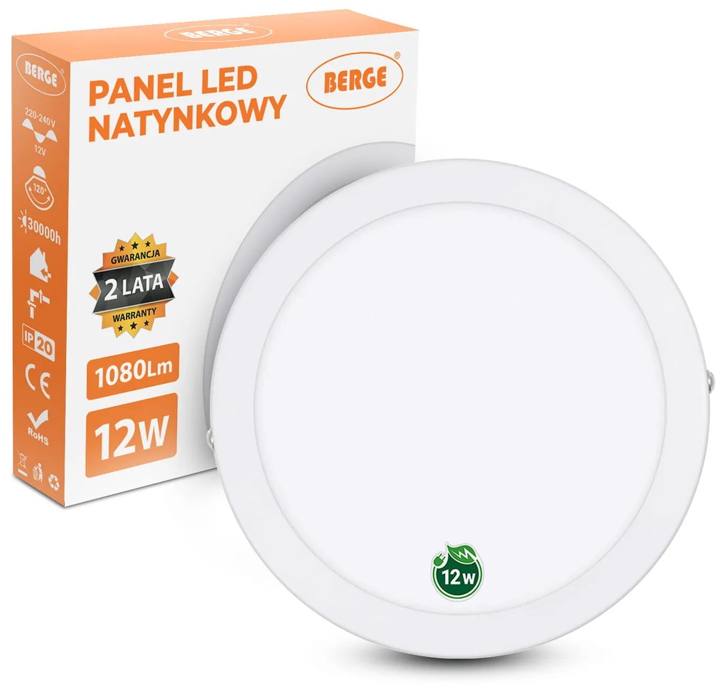 BERGE LED panel kruhový 170x35mm prisadený - 12W - 230V - 860Lm - IP20 - neutrálny