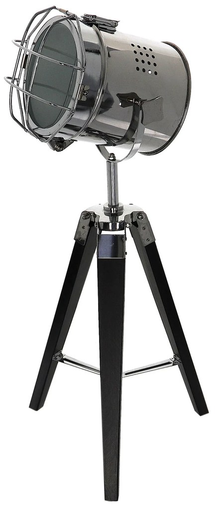 Dekorstudio Podlahová lampa TRIPOD na čiernej trojnožke s chrómovaným tienidlom
