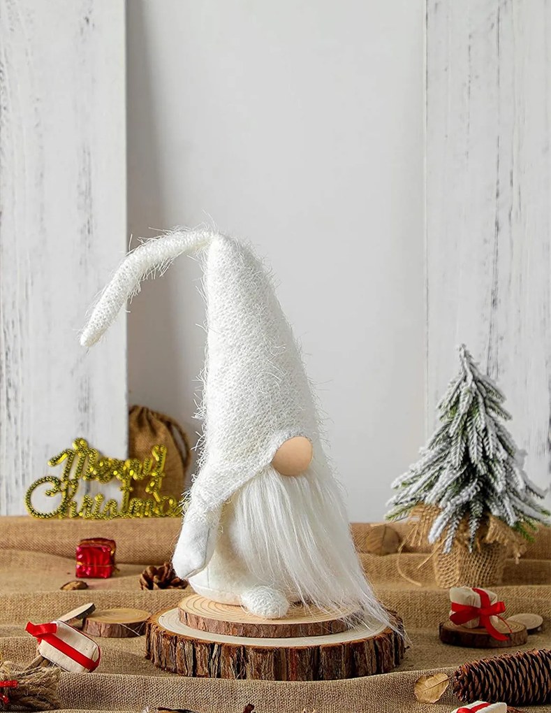 Vianočný škriatok ELF 068 - 50 cm biely