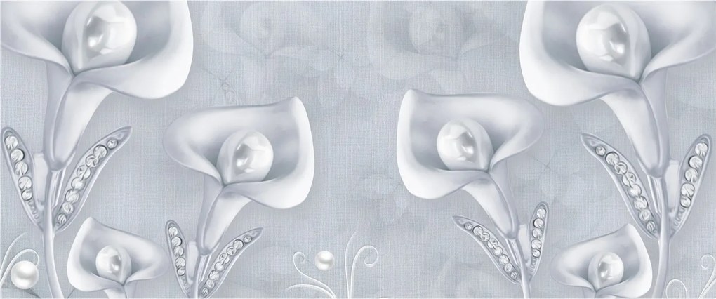 Obraz - Perlové kvety (120x50 cm)