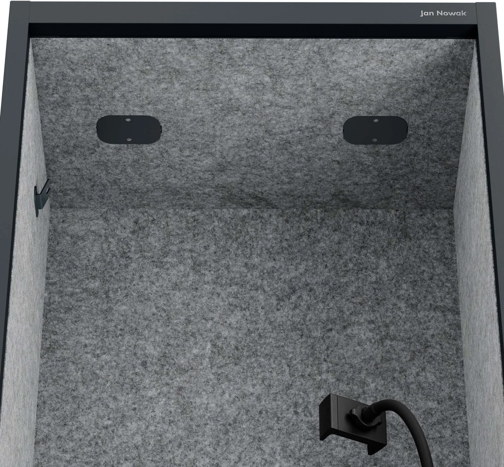 Akustická kabína SALLY MentalBox 600 mm – antracitový korpus, sivé sedadlo