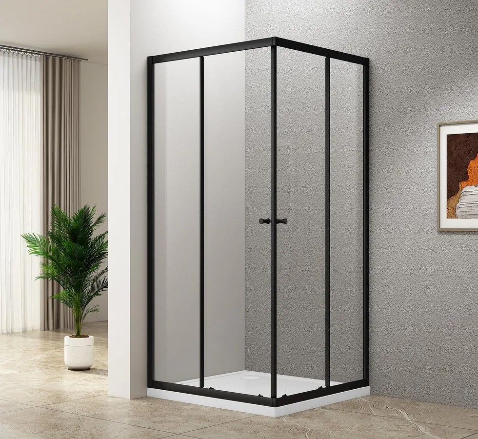 Aqualine Aqualine, AGGA BLACK štvorcová sprchová zástena 800x800mm, číre sklo, BLF808