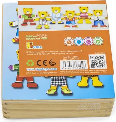 Drevené obliekacie puzzle Viga 56401 medvedík