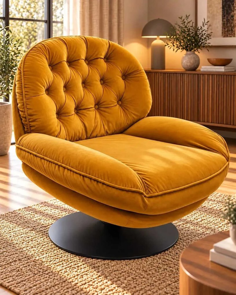 LuxuryForm DESIGN Relaxačné otočné kreslo LUNA - medové
