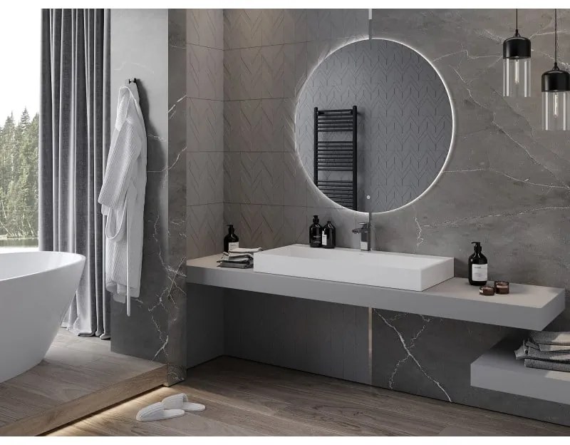 Mexen Erg, okrúhle LED podsvietené kúpeľňové zrkadlo 100 cm, 6000K, vykurovacia podložka proti zahmlievaniu, 9823-100-100-611-00