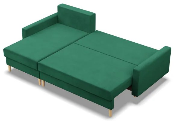 Rohová rozkladacia sedačka BLANK Elegant fľaškovo zelená