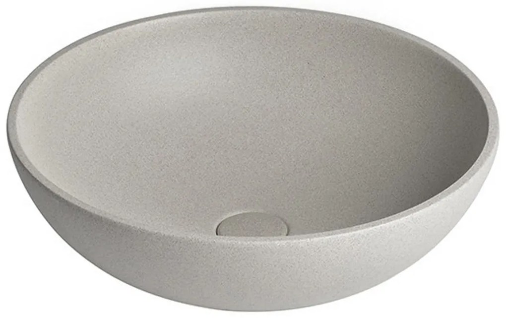 Sapho Sapho, TURF betónové umývadlo na dosku vrátane výpuste, priemer 44cm, biely pieskovec, AR437