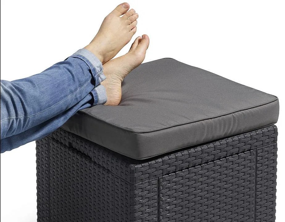 Deokork Záhradný ratanový taburet CUBE (antracit) ZADARMO PODUŠKA