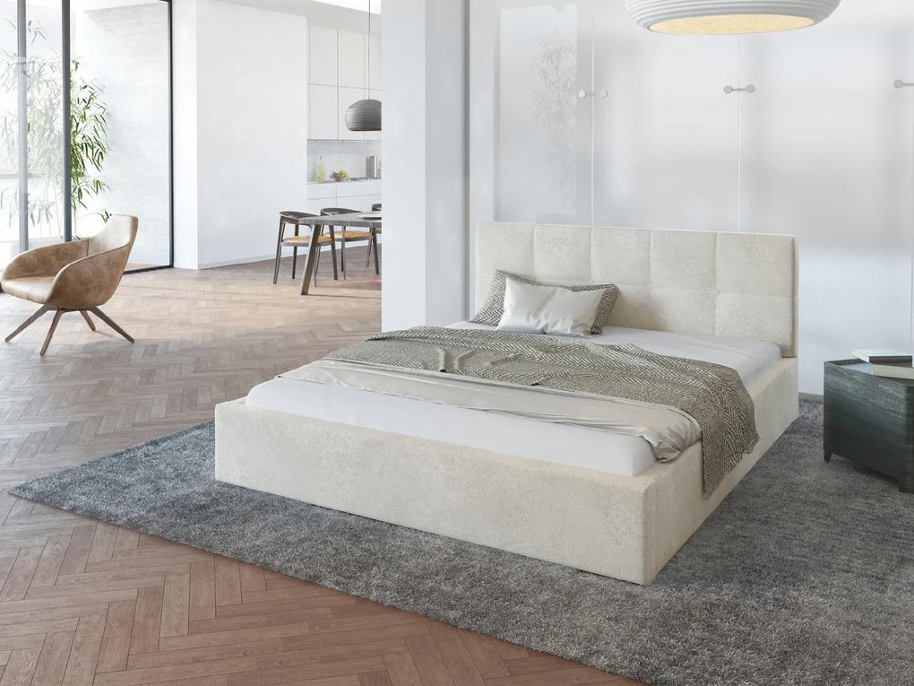 GM Čalúnená manželská posteľ s úložným priestorom Ingrit - krémová Rozmer: 180x200
