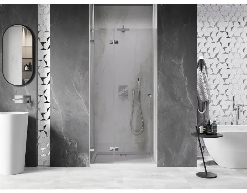 Mexen, Mexen Lunar ľavé výklopné sprchové dvere 80 cm, transparentné, chróm - 834-080-000-01-00-L