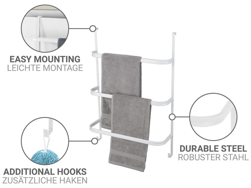 Matne biely závesný oceľový držiak na uteráky Irpinia – Wenko