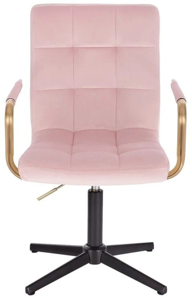 LuxuryForm DESIGN Stolička VERONA GOLD VELUR na čiernom kríži - ružová