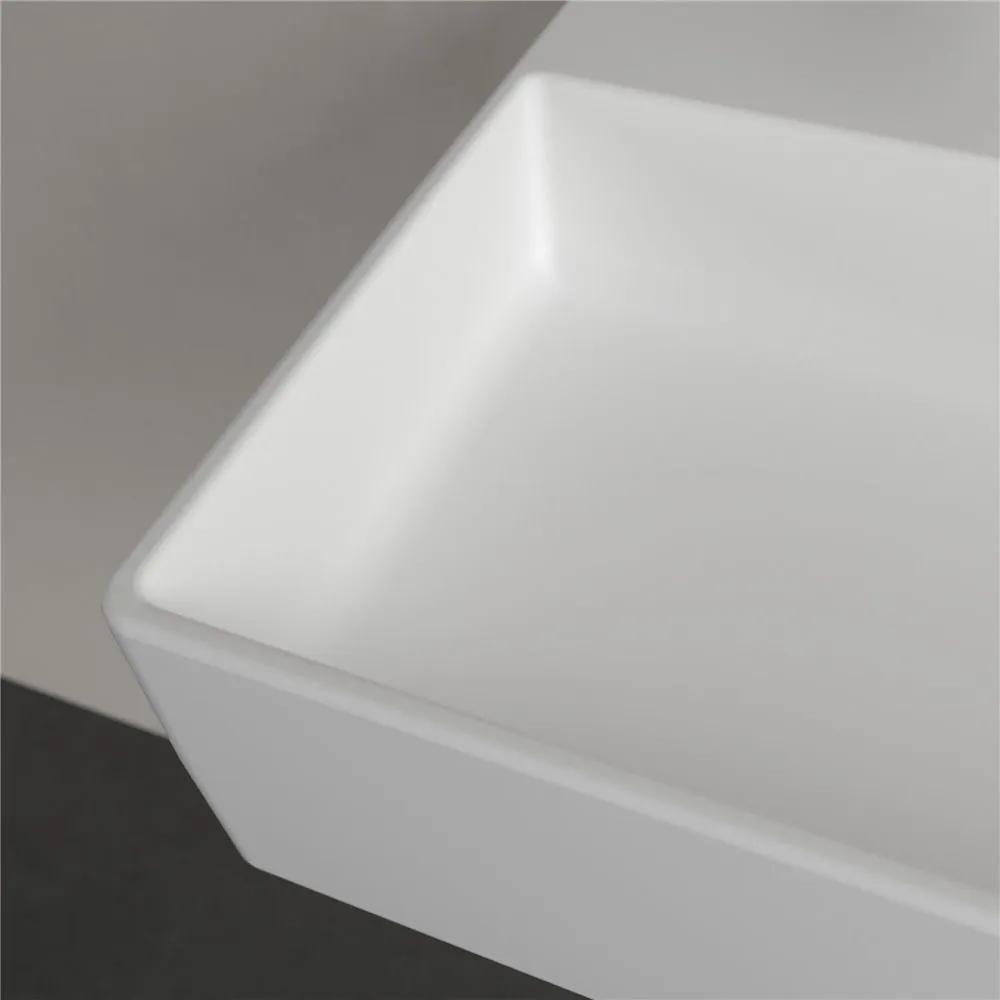 VILLEROY &amp; BOCH Memento 2.0 závesné umývadlo bez otvoru (spodná strana brúsená), bez prepadu, 600 x 420 mm, Stone White, s povrchom CeramicPlus, 4A226FRW