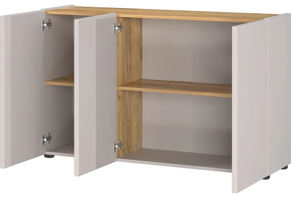 Krémovobiela skrinka v dekore duba 120x76x34 cm Adrano – Germania