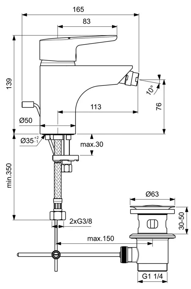 Ideal Standard Connect Blue - Bidetová batéria, chróm B9920AA