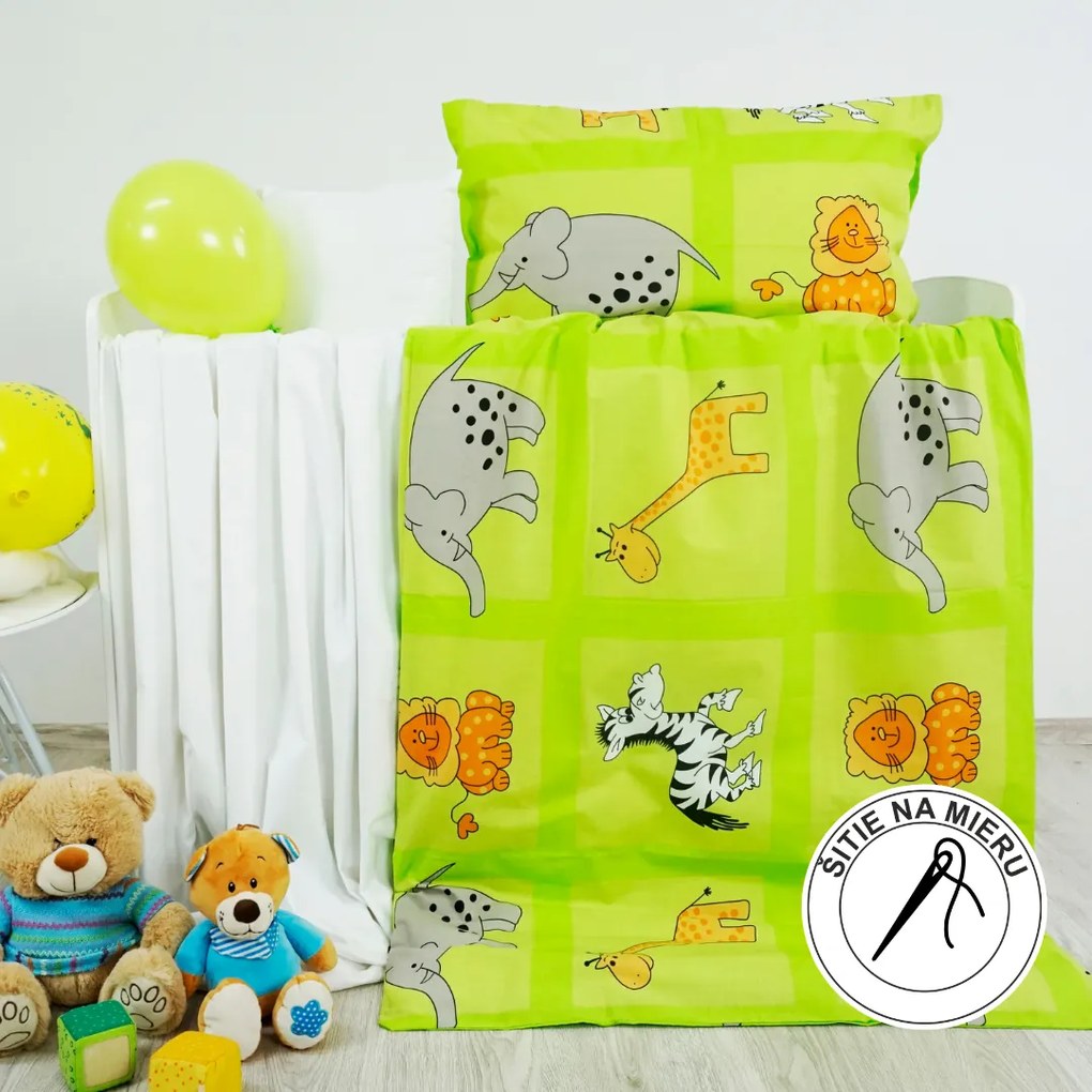 Obliečky detské ZOO zelené EMI: Detský set 90x130 + 45x65