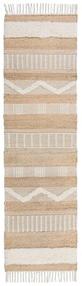 Béžový jutový behúň Flair Rugs Medina, 60 x 230 cm