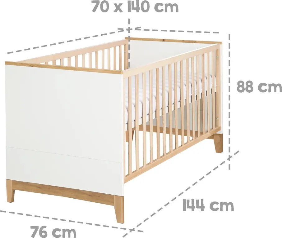 Postieľka z bukového dreva v bielo-prírodnej farbe 70x140 cm Finn – Roba