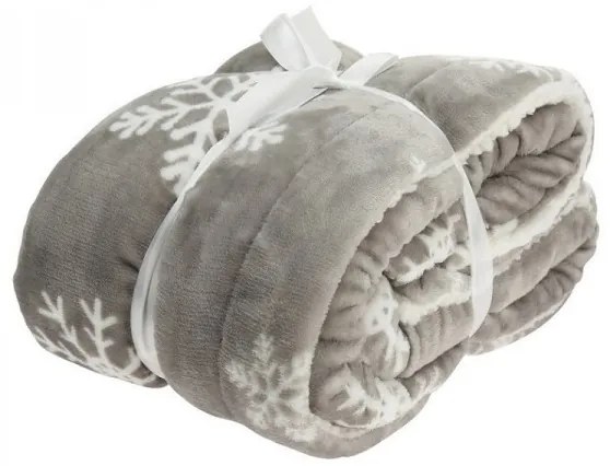 Vianočná deka Snehová vločka – svetlosivá 150x130 cm