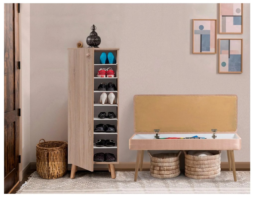 Predsieňová zostava Beside 1 (dub sonoma + kameň). Akcia -18%. Vlastná spoľahlivá doprava až k Vám domov. 1093981