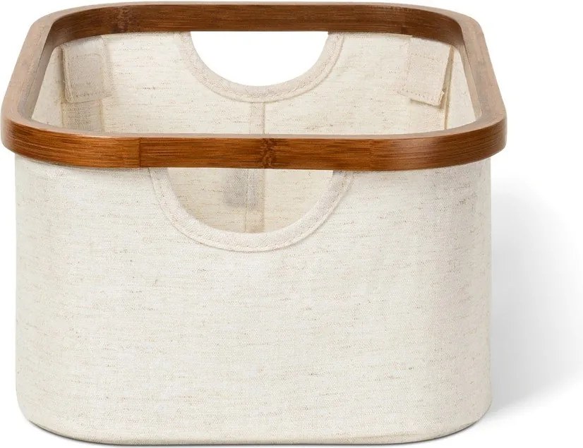 Krémový látkový úložný box 38x26x16 cm Bamboo/Linen – Bigso