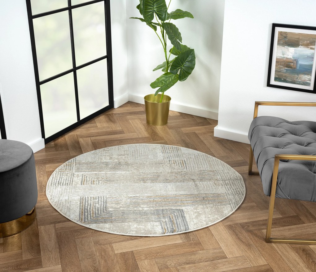 My Flair, Kusový koberec My Way CA60058 creme kruh, 120x120 (priemer) kruh, šedá, chodba / predsieň