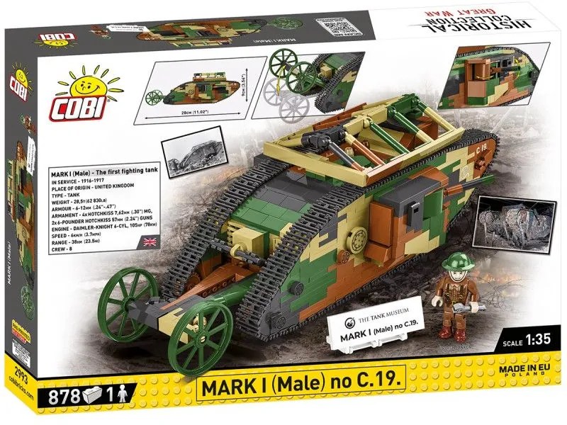 COBI 2993 Great War Britský tank MARK I (Male) C.19. 1:35