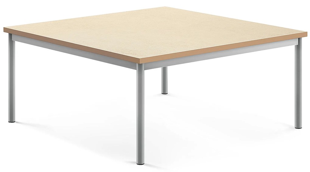Stôl SONITUS, 1200x1200x500 mm, linoleum - béžová, strieborná