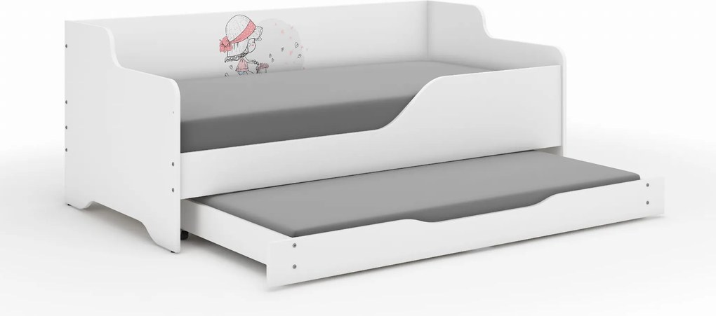 Wooden Toys Detská posteľ LILU 160x80 DIEVČATKO NA BICYKLI s funkciou spania (1)