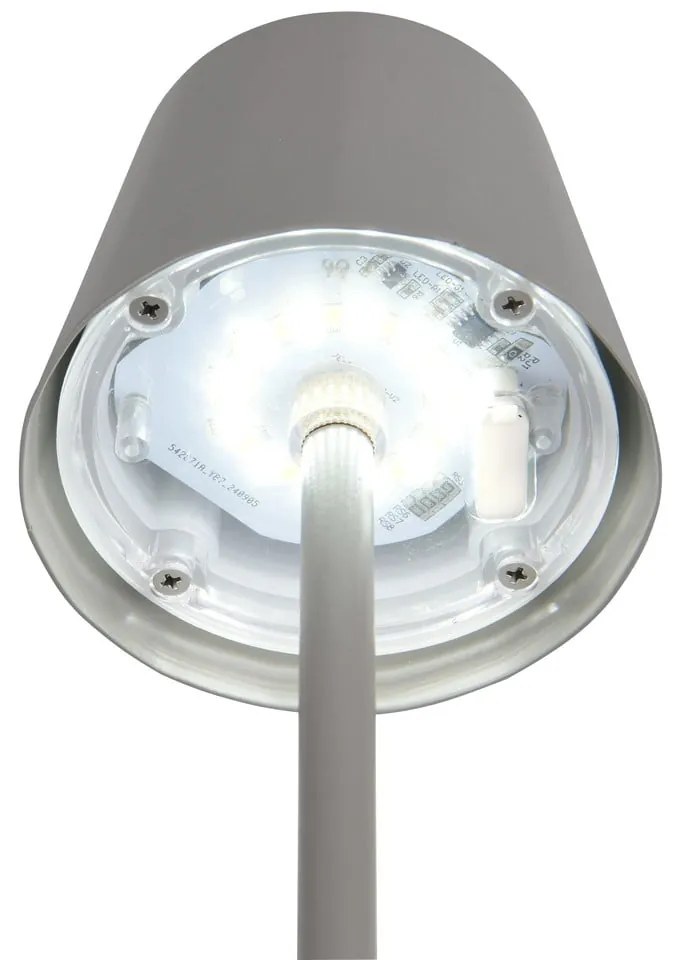 Sivá LED stolová lampa s kovovým tienidlom (výška 21 cm) Diaz – Reality