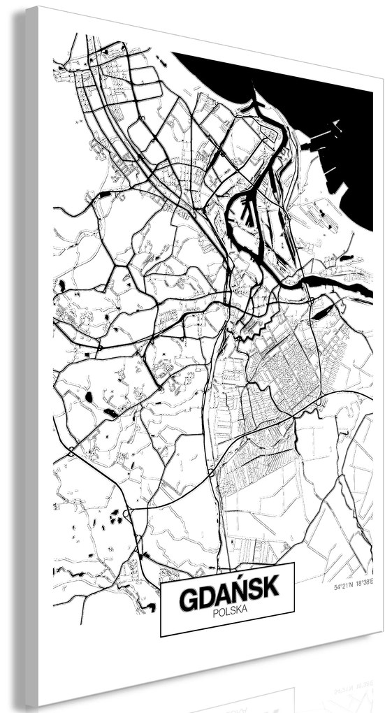 Artgeist Obraz - City Plan: Gdansk (1 Part) Vertical Veľkosť: 20x30, Verzia: Na talianskom plátne