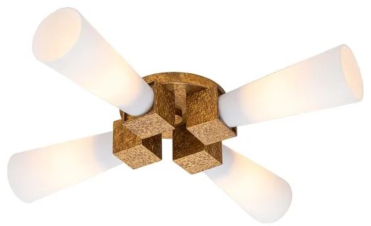 Elstead KRISTY-4P-DG-OPAL - Luster na tyči KRISTY 4xE27/40W/230V medený