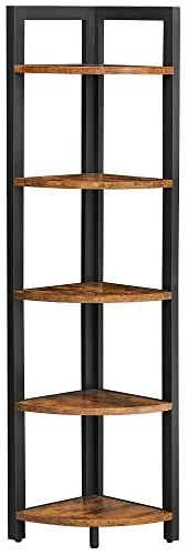 Rohový regál, industriálny, 5 políc, 150x30x30cm