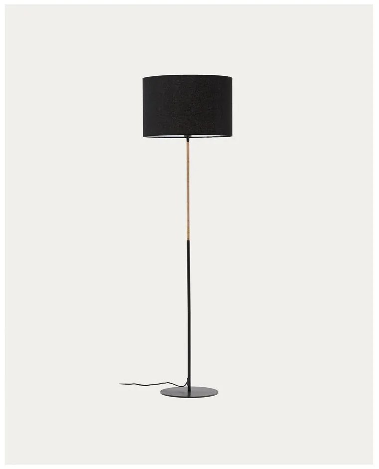 Čierna stojacia lampa s textilným tienidlom (výška 160 cm) Canar – Kave Home