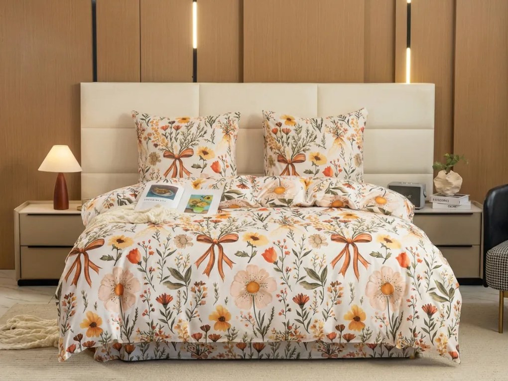 Obliečky z mikrovlákna FLORAL RIBBON krémové Rozmer obliečky: 70 x 90 cm | 140 x 220 cm