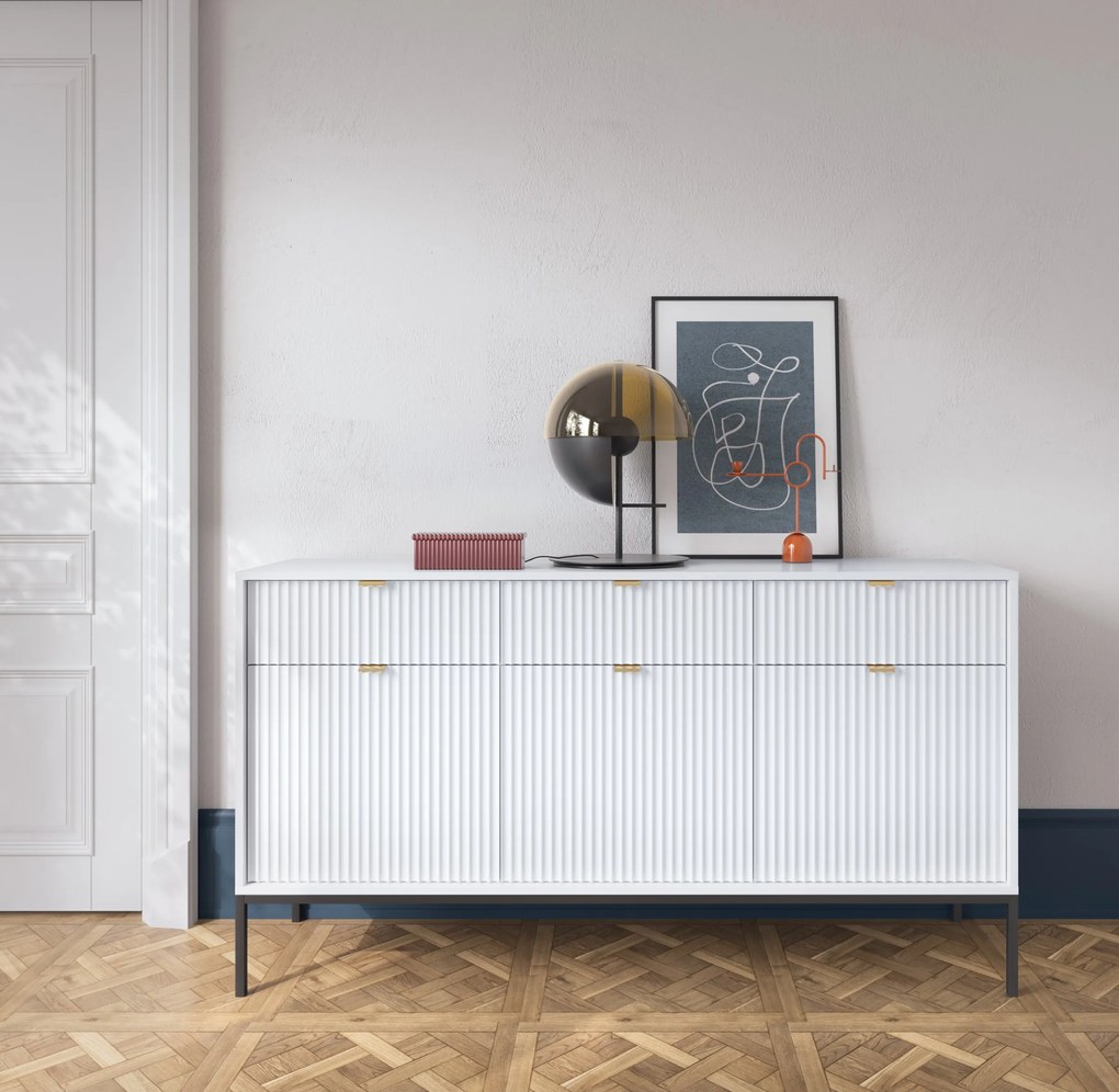 Komoda Nova 154 cm biela/čierna